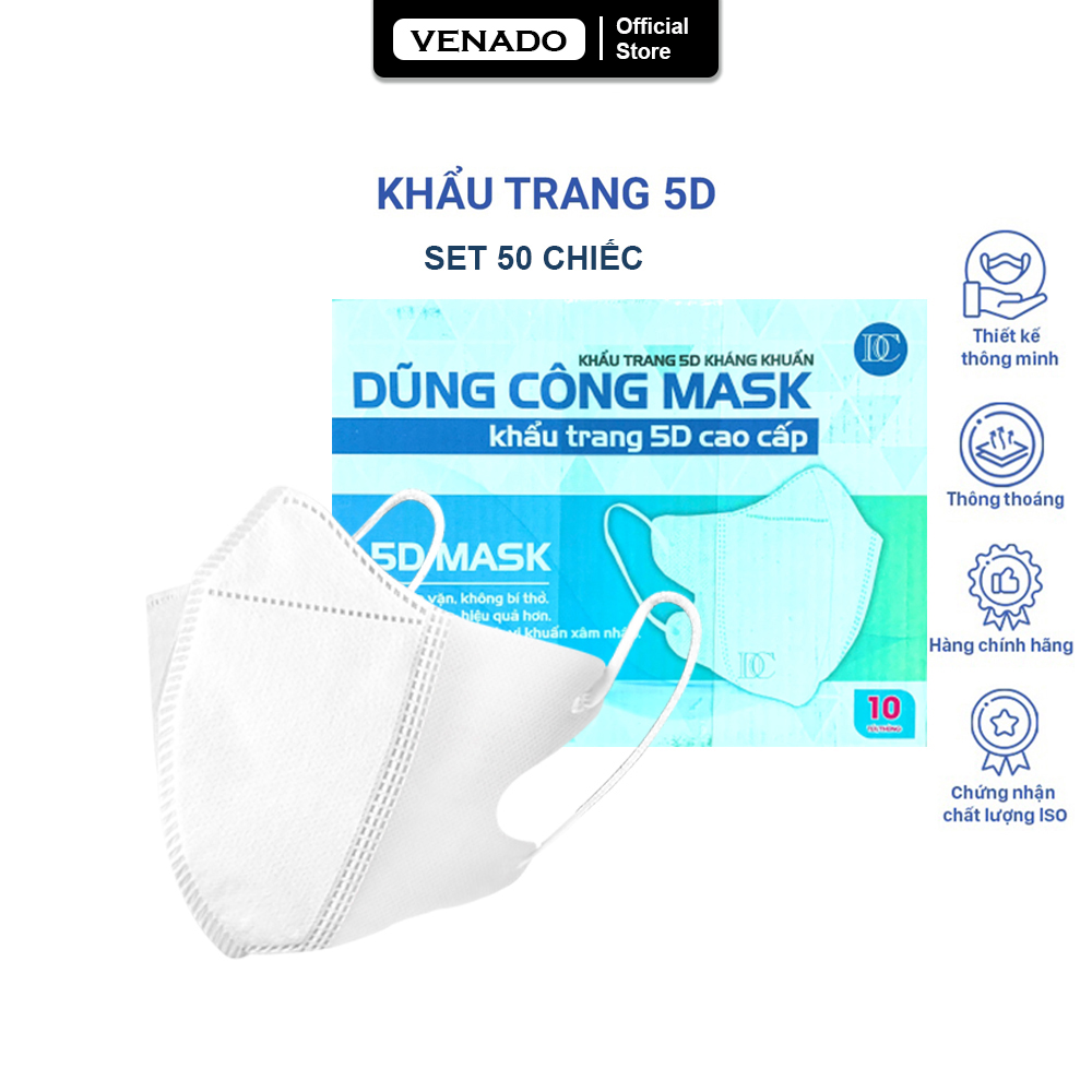 Set 50 khẩu trang 5D DC MASK tiêu chuẩn y tế PP bởi Venado