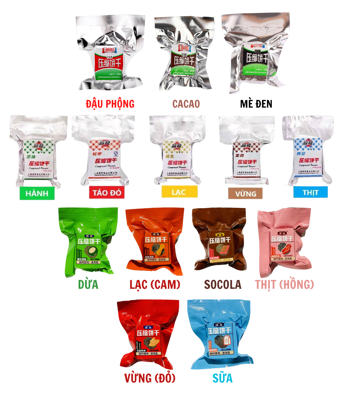 1KG lương khô mini Trung Quốc trộn sẵn nhiều vị (58-62 bánh)