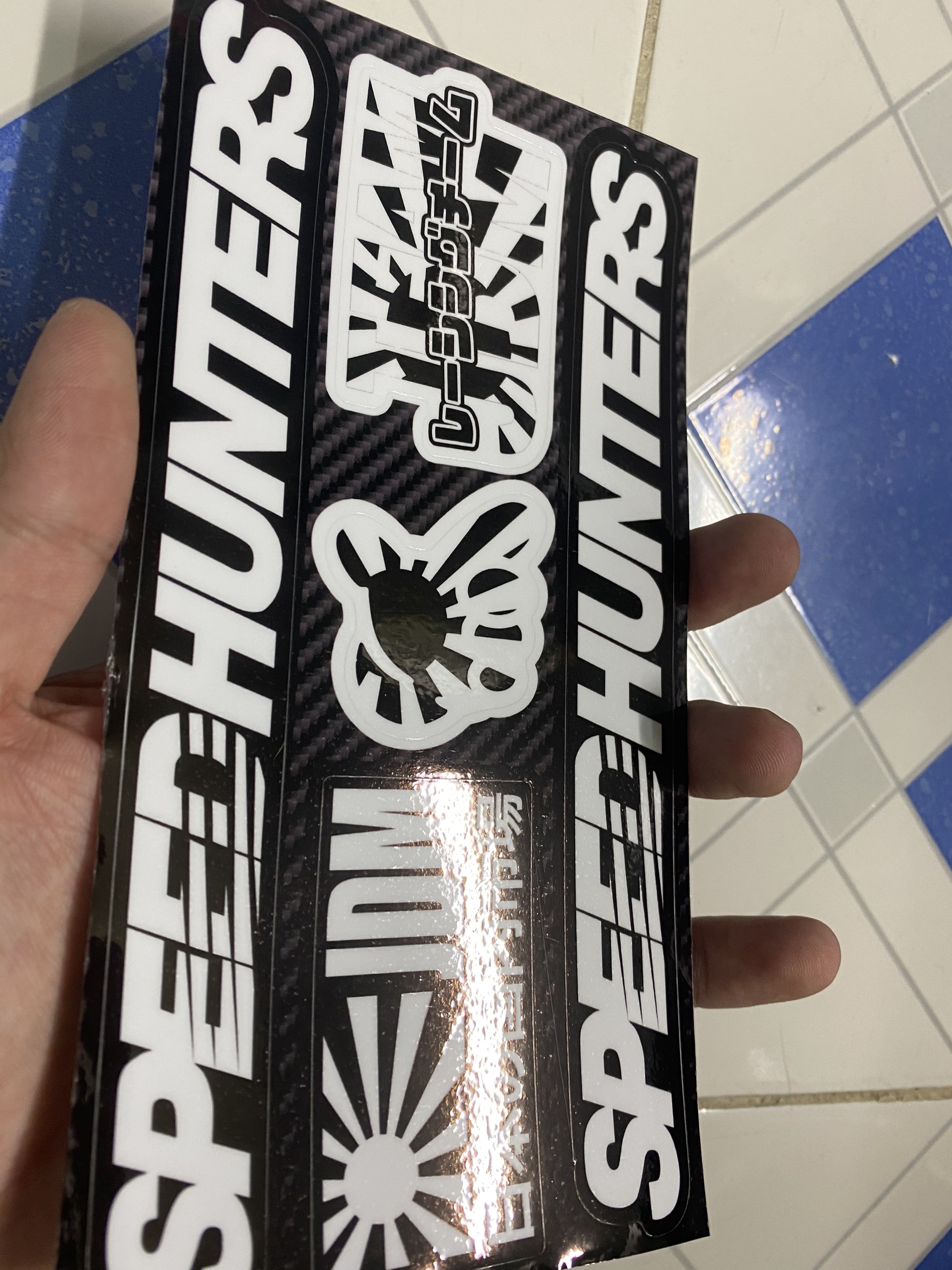 Sét tem logo speedhunter chữ trắng 10x19cm