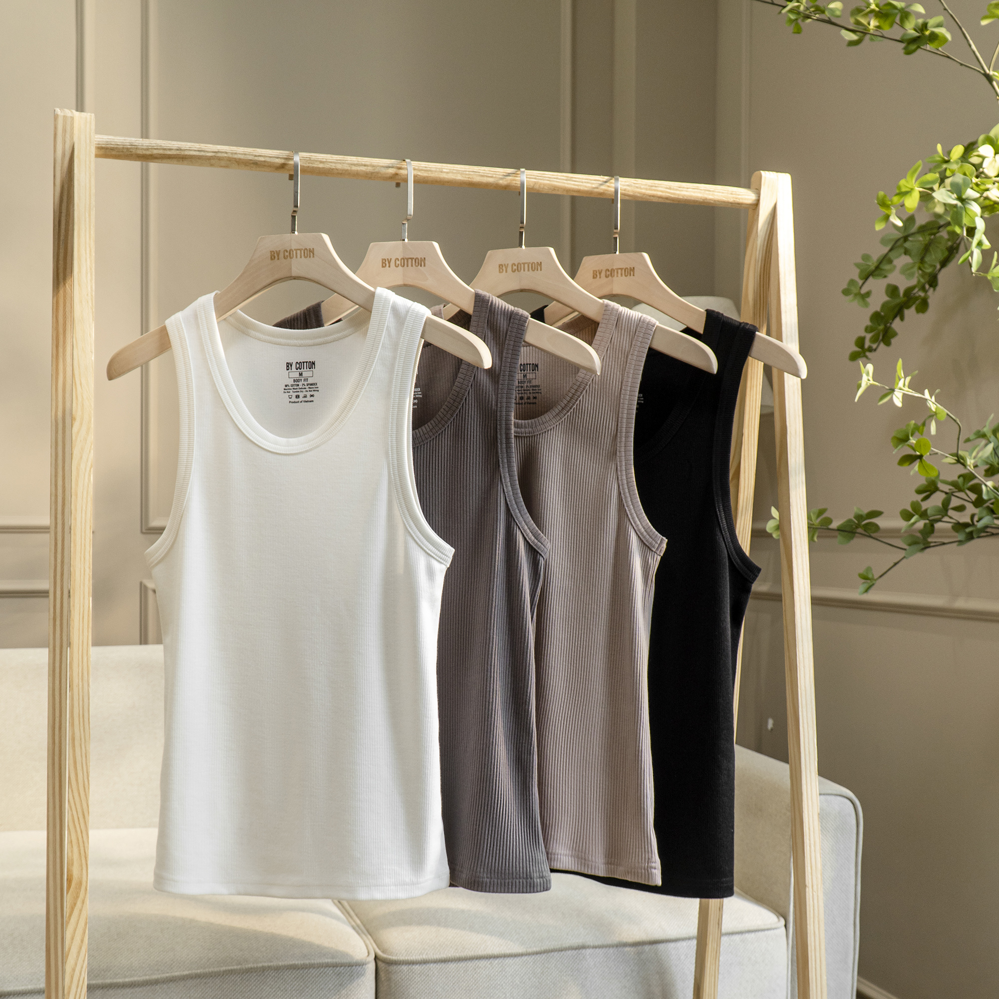 Áo thun nam ba lỗ cao cấp nhiều màu by cotton
