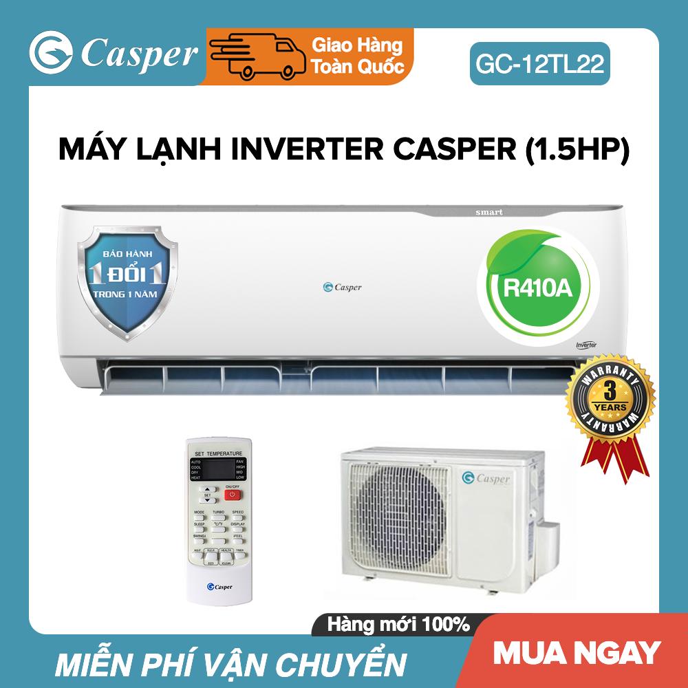 Máy lạnh inverter casper 1.5hp - model gc-12tl32 dưới 20m2 công suất 12000btu gas r32 đổi mới 1 năm nhập khẩu thái lan máy lạnh giá rẻ - bảo hành 3 năm