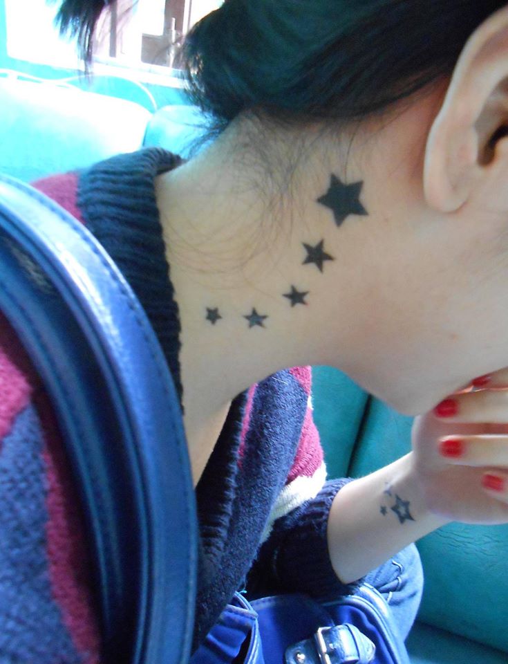 Hình xăm dán tattoo ngôi sao may mắn kích thước 6 x 10 cm, họa tiết tinh xảo, 100% như xăm thật