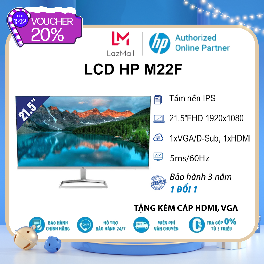 Màn hình máy tính lcd hp m22f 21.5″fhd 1920×1080/ips/60hz/5ms - hàng chính hãng new 100%