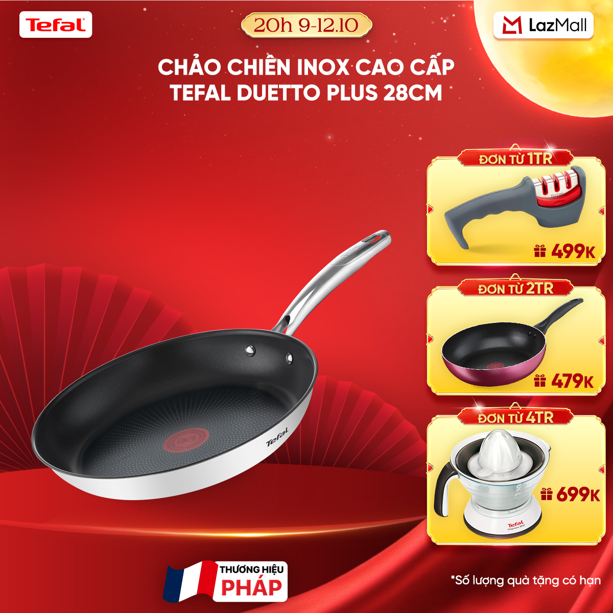 Chảo chiên Inox 18/10 cao cấp Tefal Duetto Plus 28cm