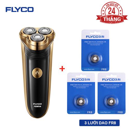 Bộ 1 máy cạo râu Flyco FS 360VN và bộ 3 lưỡi dao kép FR8