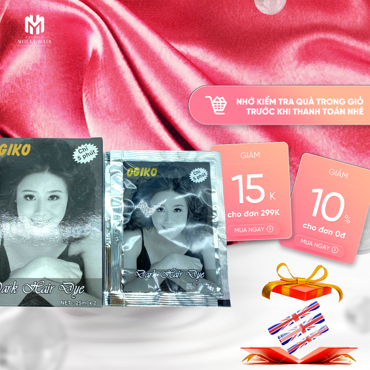Kem Nhuộm Tóc Đen Mollyhair Ogiko 25mlx2