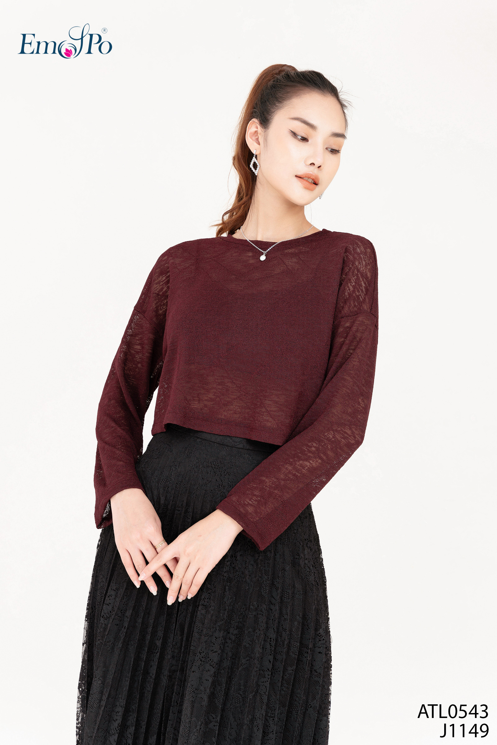 Áo thun nữ cổ tròn dáng croptop emspo atl0543