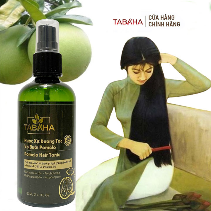 Tinh dầu bưởi Pomelo tabaha 120ml ngăn rụng tóc tặng 1 dây cột tóc hoa cúc