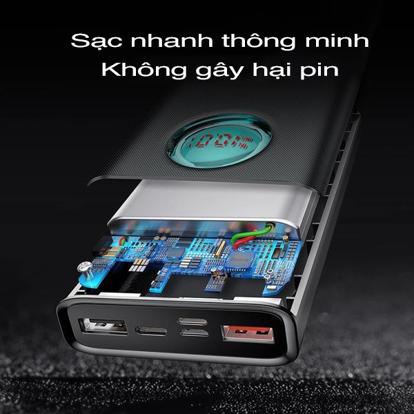Pin sạc dự phòng sạc nhanh baseus mulight 20000mah có đèn led hiển thị pin