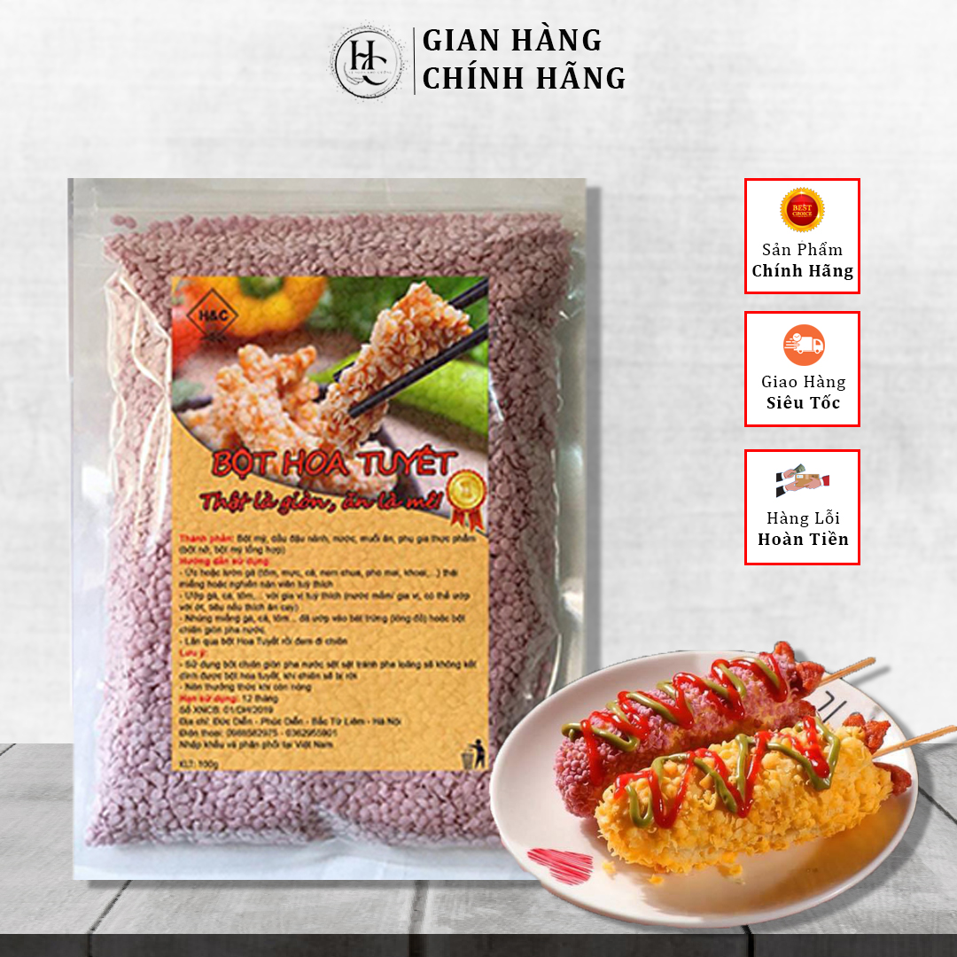 Bột hoa tuyết chiên xù 100g - giòn tan màu tím