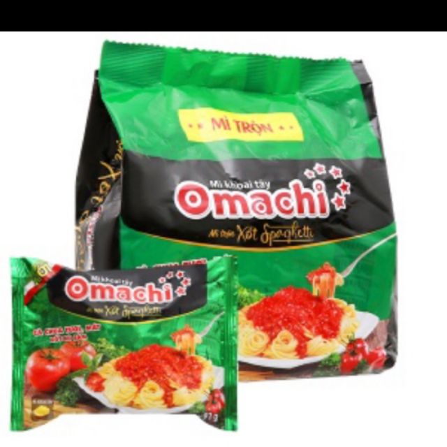 Túi 5 gói mì trộn Omachi Spaghetti gói 91g