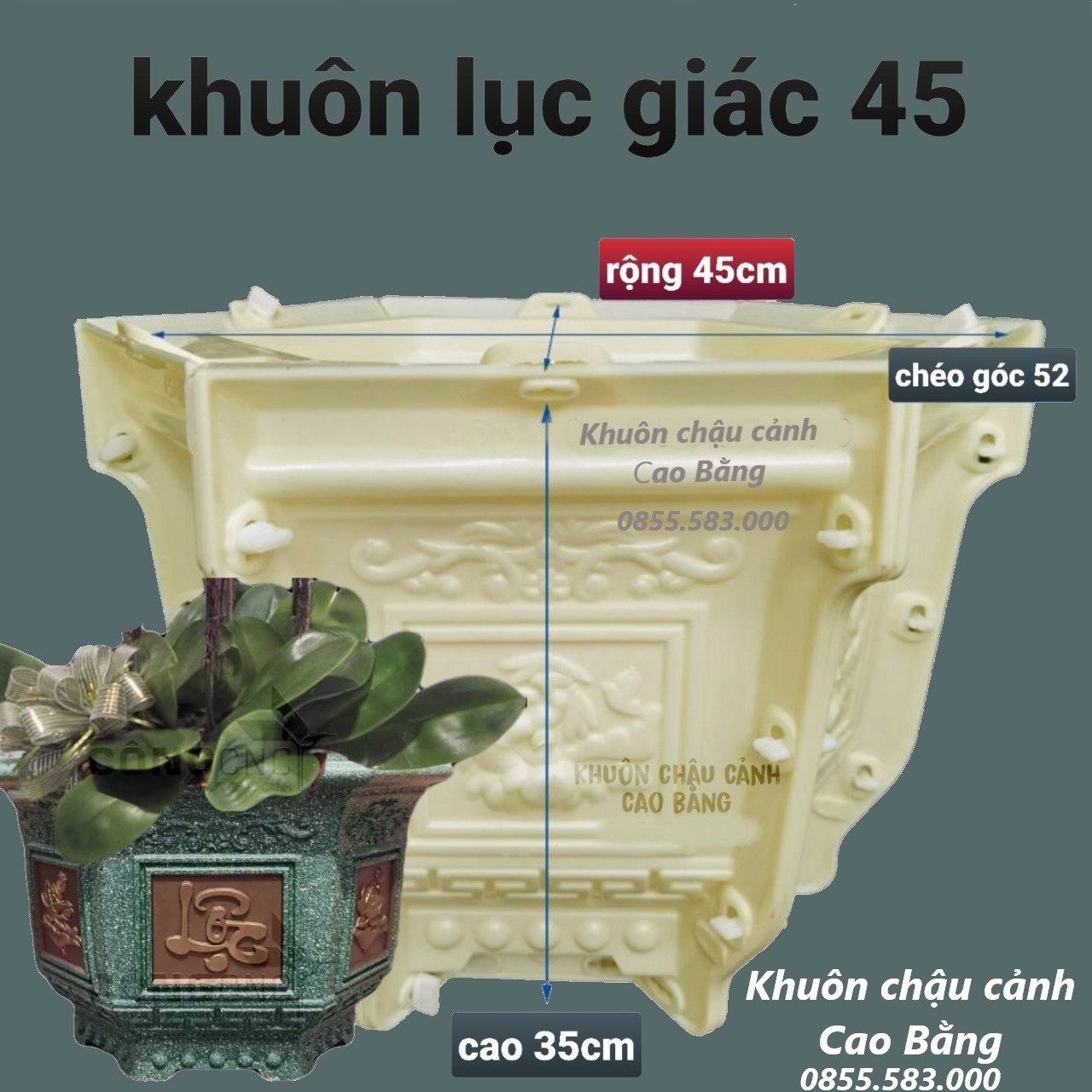 khuôn đúc chậu cảnh lục giác 45 (khuôn chậu ABS có lòng trong- đẽ dàng sử dụng cho người mới bắt đầu)