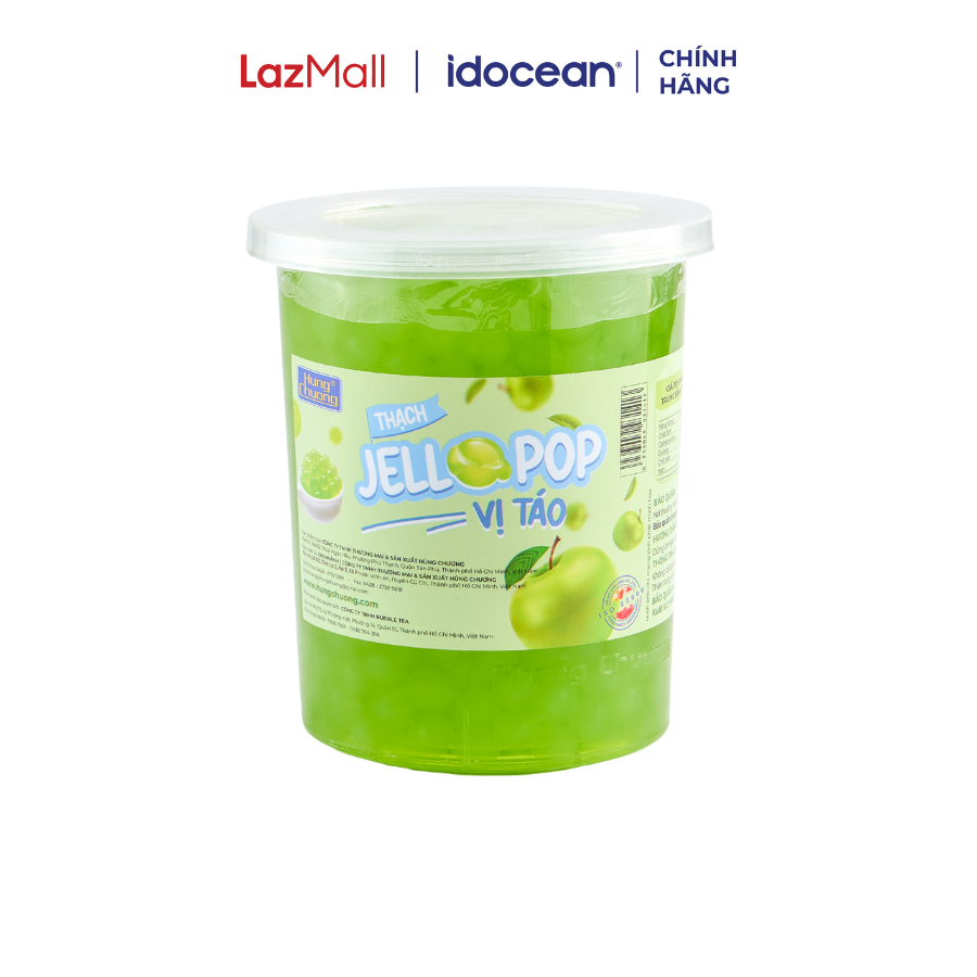 Thạch Jello Pop Vị Táo Hùng Chương 1kg (Thạch trái cây, topping trà sữa, trà trái cây, dễ bảo quản, dễ pha chế)