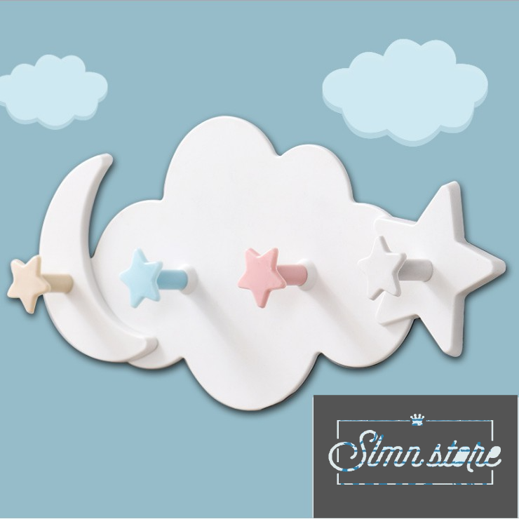 [HCM]Móc treo dán tường hình đám mây dễ thương móc treo tủ quần áo nhà bếp có 4 móc chịu lực.