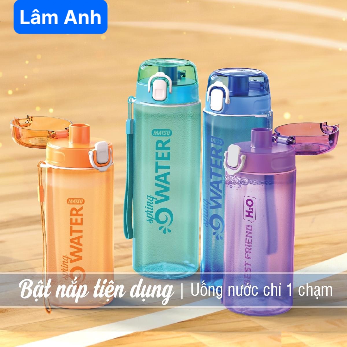 Bình nước tập gym 700ml bình nước học sinh bình nước matsu mẫu mới