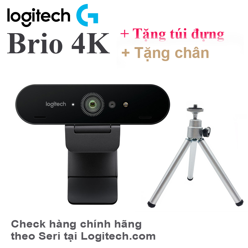   Chính hãng  Webcam Logitech BRIO - 4K Ultra HD tặng chân túi hàng mới nguyên box check seri hàng chính hãng tại logitech.com 0406  