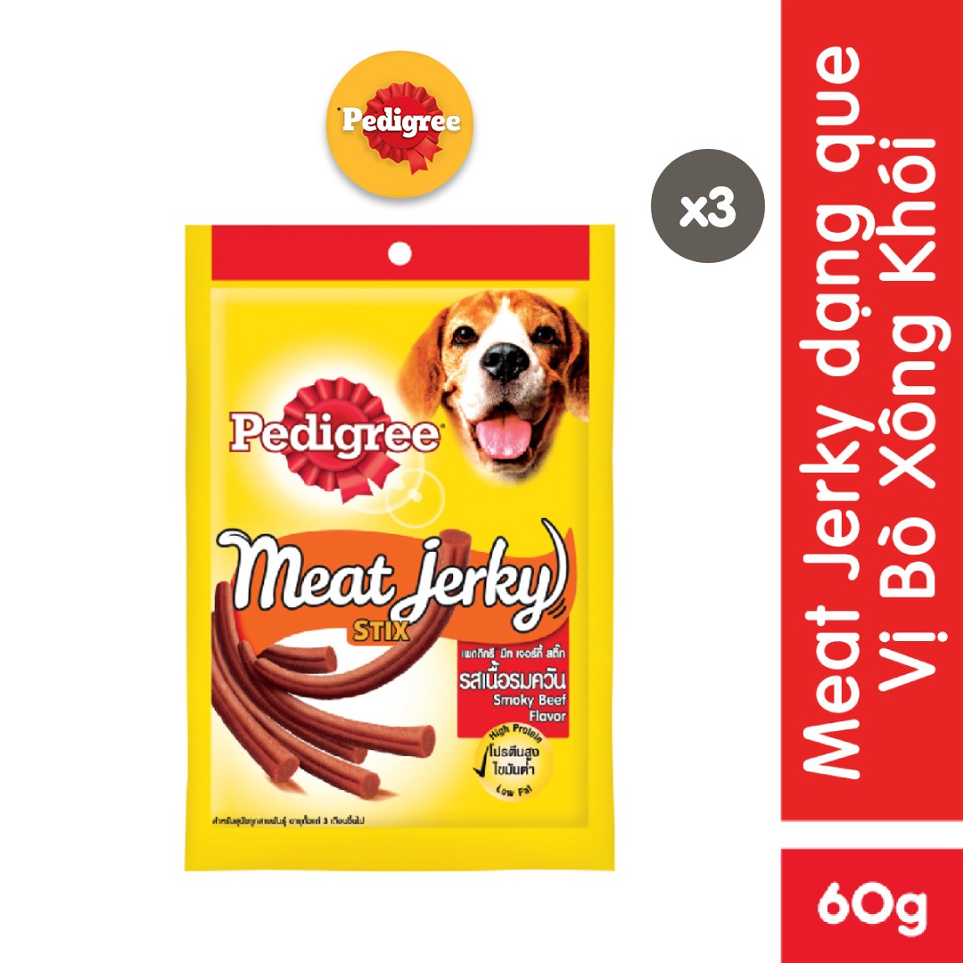 Bộ 3 thức ăn vặt cho chó Pedigree Meat Jerky dạng que 60g