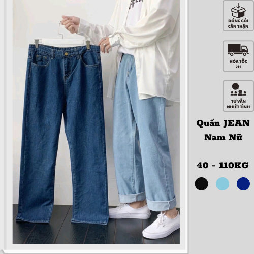 40-105kg Quần JEAN Baggy ống suông Nam Nữ thời trang Bigsize Sói Store unisex