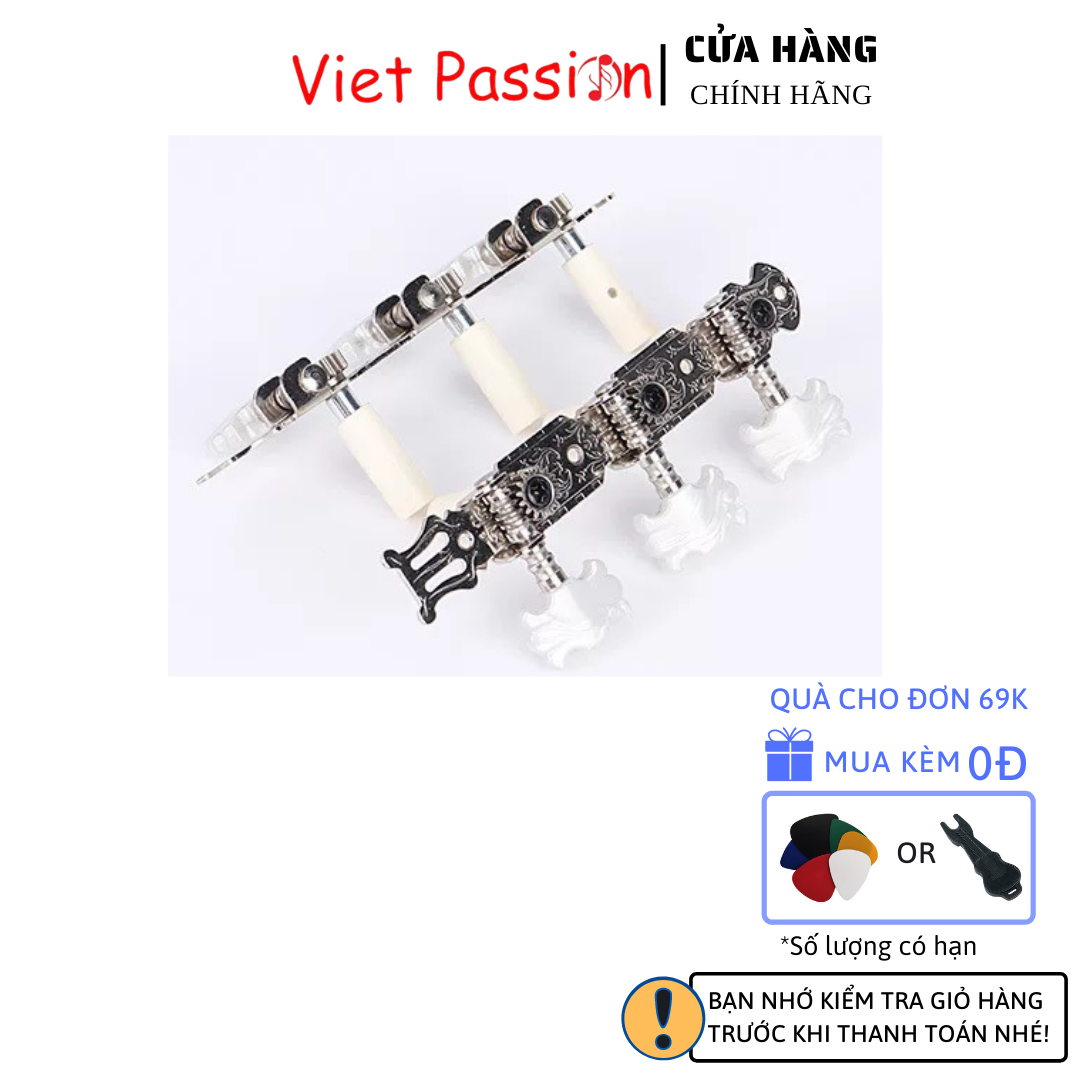 Khóa đàn guitar classic, ghita cổ điển có bọc nhựa trắng dễ dàng tháo lắp Viet Passion