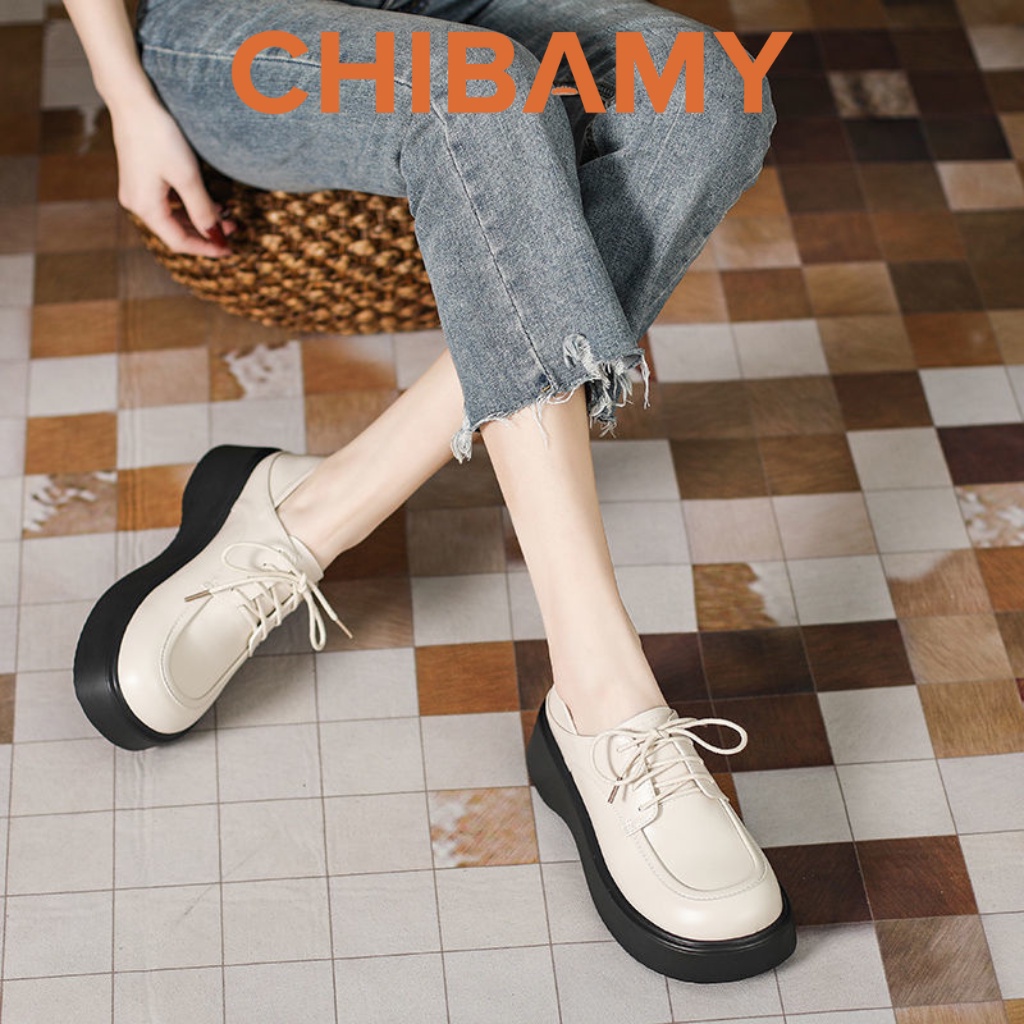 Giày Oxford nữ da mềm mịn đế cao 5cm CHIBAMY, Giày Lolita nữ phong cách Anh quốc