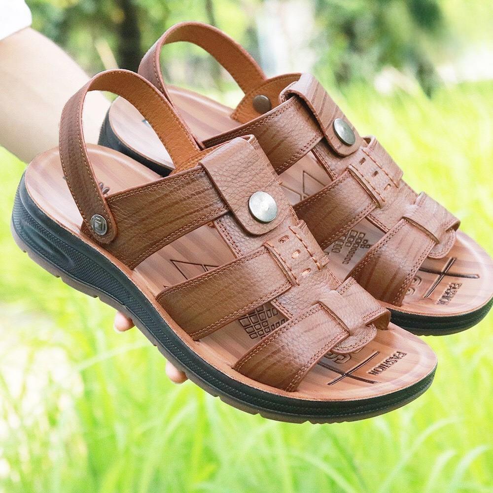 Sandal da bò đế kếp chiều cao 3,5p khâu may chân quai siêu chắc, kiểu dáng hiện đại A01 - 2
