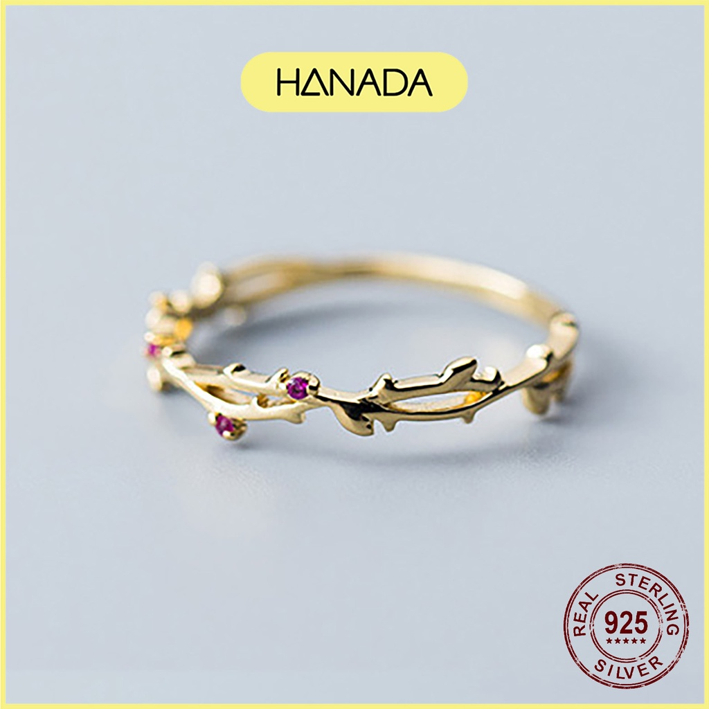 Nhẫn bạc 925 hanada hoa hồng 0062