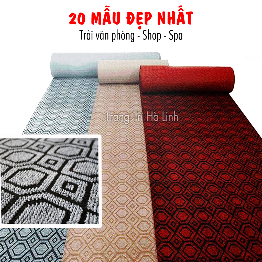 Thảm Nỉ INDO Trải Sàn Phòng Khách , Sự Kiện Họa Tiết Hoa Văn Kẻ Ghi Dày 5MM