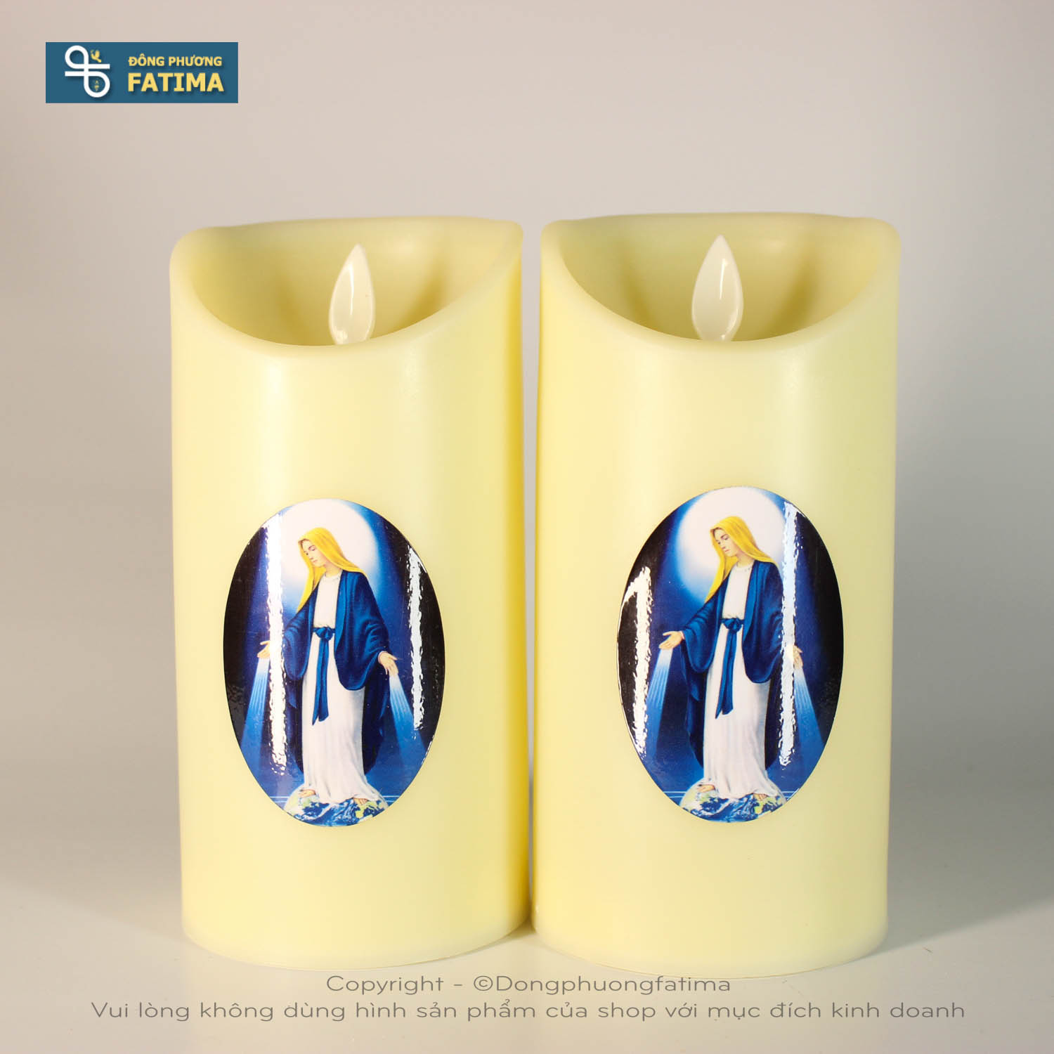 2 CÂY ĐÈN NẾN ĐIỆN TỬ 7.5X15cm  (Hình Ngẫu Nhiên - Không Cần Pin) Nến Điện Công Giáo Đông Phương Fatima