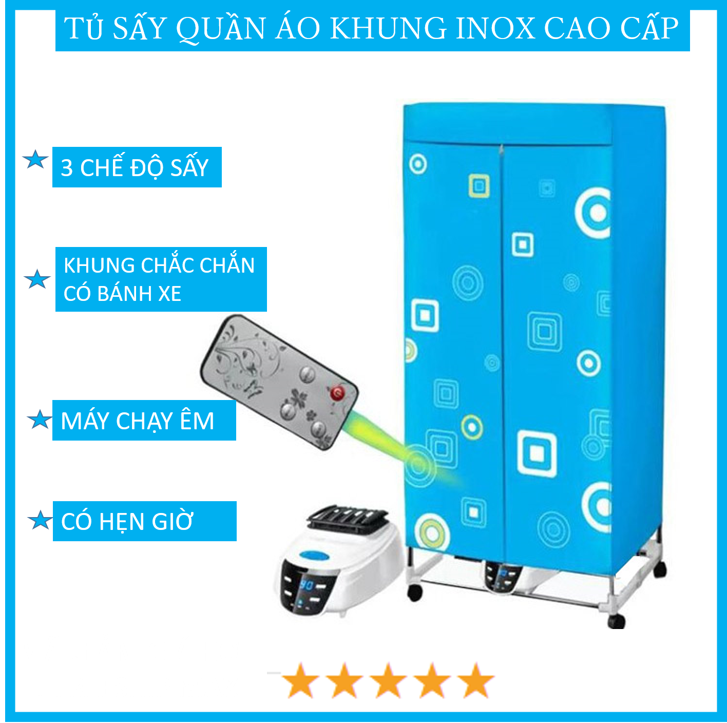 Tủ sấy quần áo khung inox Máy sấy quần áo 2 tầng có điều khiển từ xa tủ sấy quần áo với với chức năng sấy lên đến 15kg tốc độ sấy nhanh diệt khuẩn tốt tiếp kiệm điện