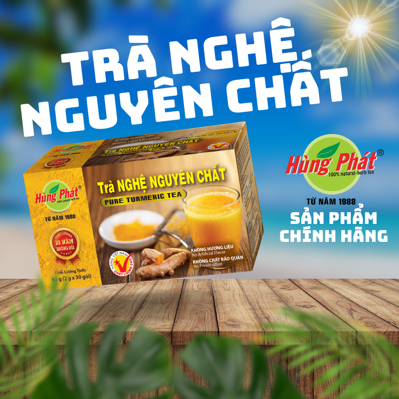 Trà Nghệ Túi Lọc Nguyên Chất Hỗ Trợ Bảo Vệ Dạ Dày Hộp 30 Gói - Hùng Phát Thương Hiệu 35 Năm