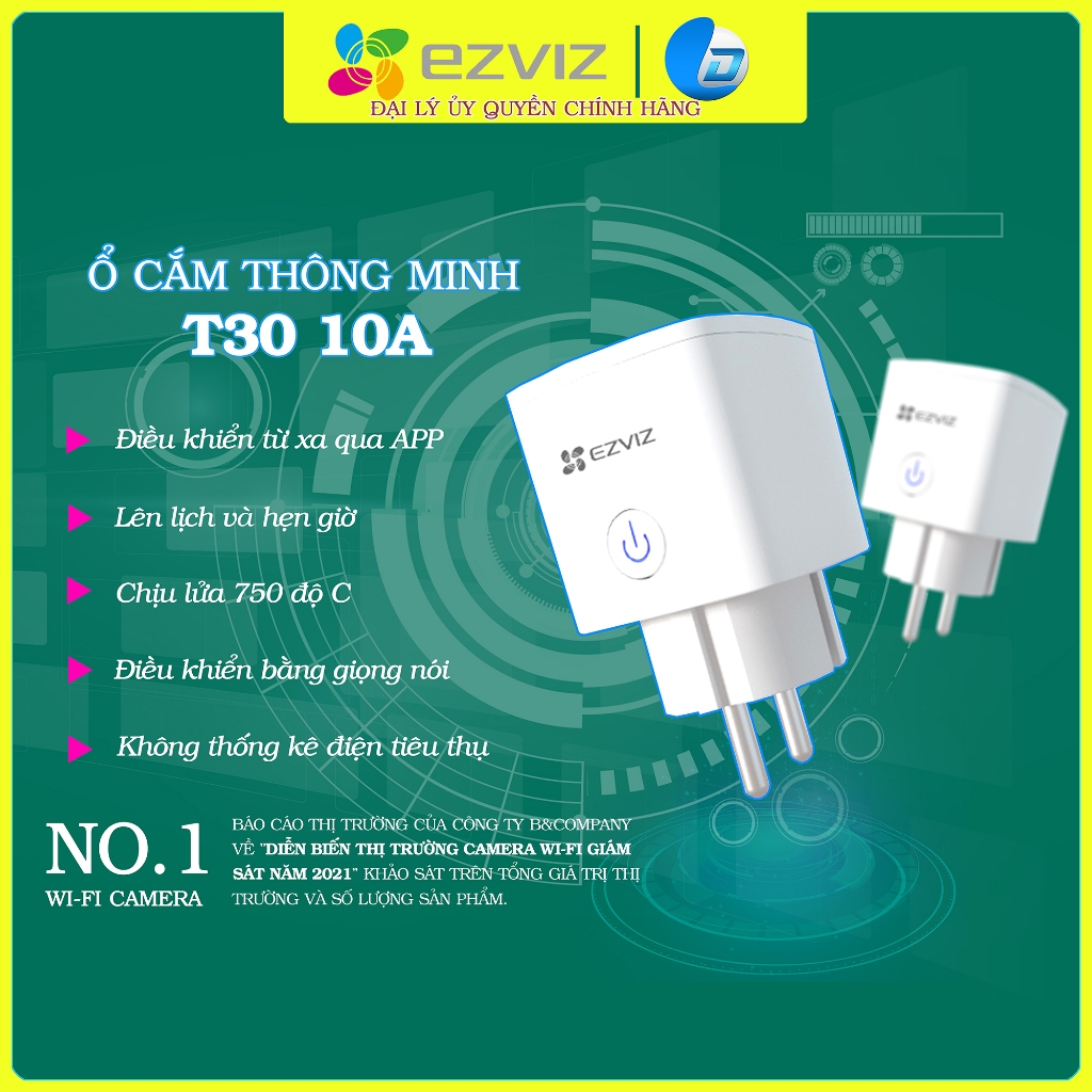 Ổ cắm điện thông minh ezviz chính hãng t30-10a t30-10b t30