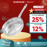Chảo Inox Chống Dính Tự Thân Inox Liền Khối Sunhouse IN20-26M7E - Inox dày gấp bốn lần - Chống dính tự nhiên an toàn bền bỉ - Dùng mọi loại bếp