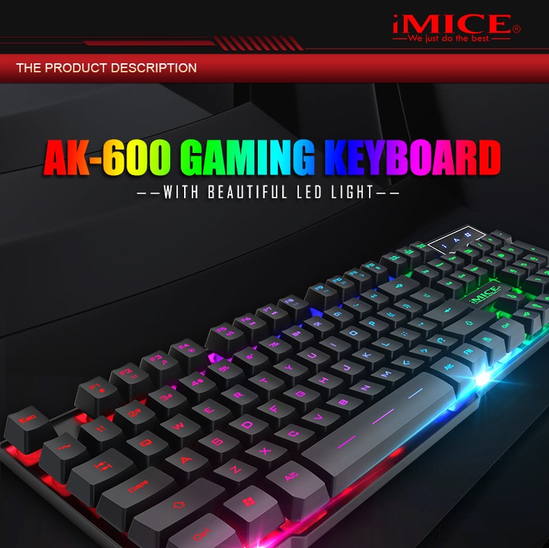 Keyboard Gỉa Cơ Độ Nảy Phím Cao- Bộ Bàn Phím Chuyên Game Imice Ak600 Giả Cơ Có Led 7 Màu, Có Đèn Led Giả Cơ Loại Xịn Chuyên Dụng Siêu Nhạy Dành Cho Game Thủ