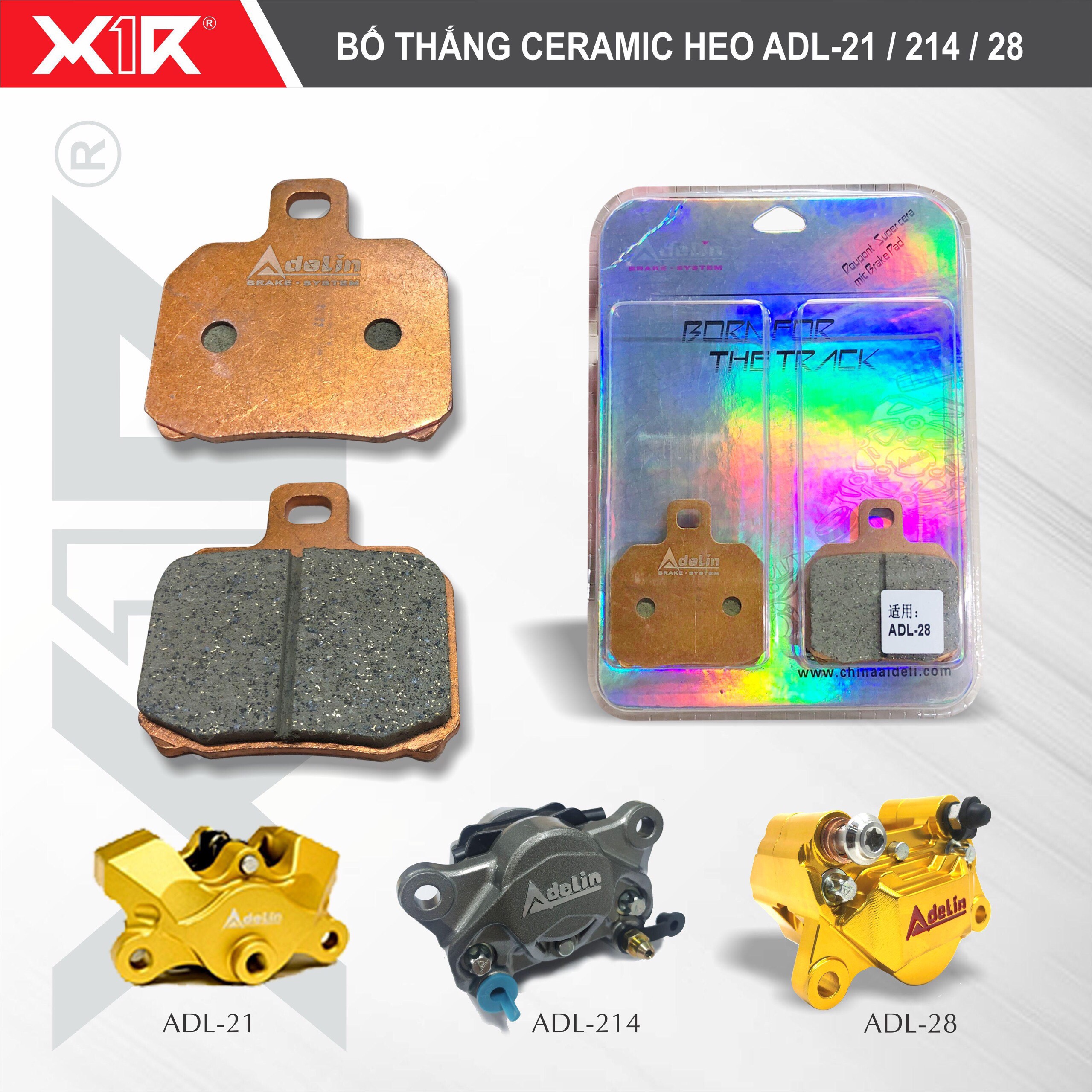 BỐ THẮNG (MÁ PHANH) CERAMIC CHO HEO DẦU ADELIN-21/214/28