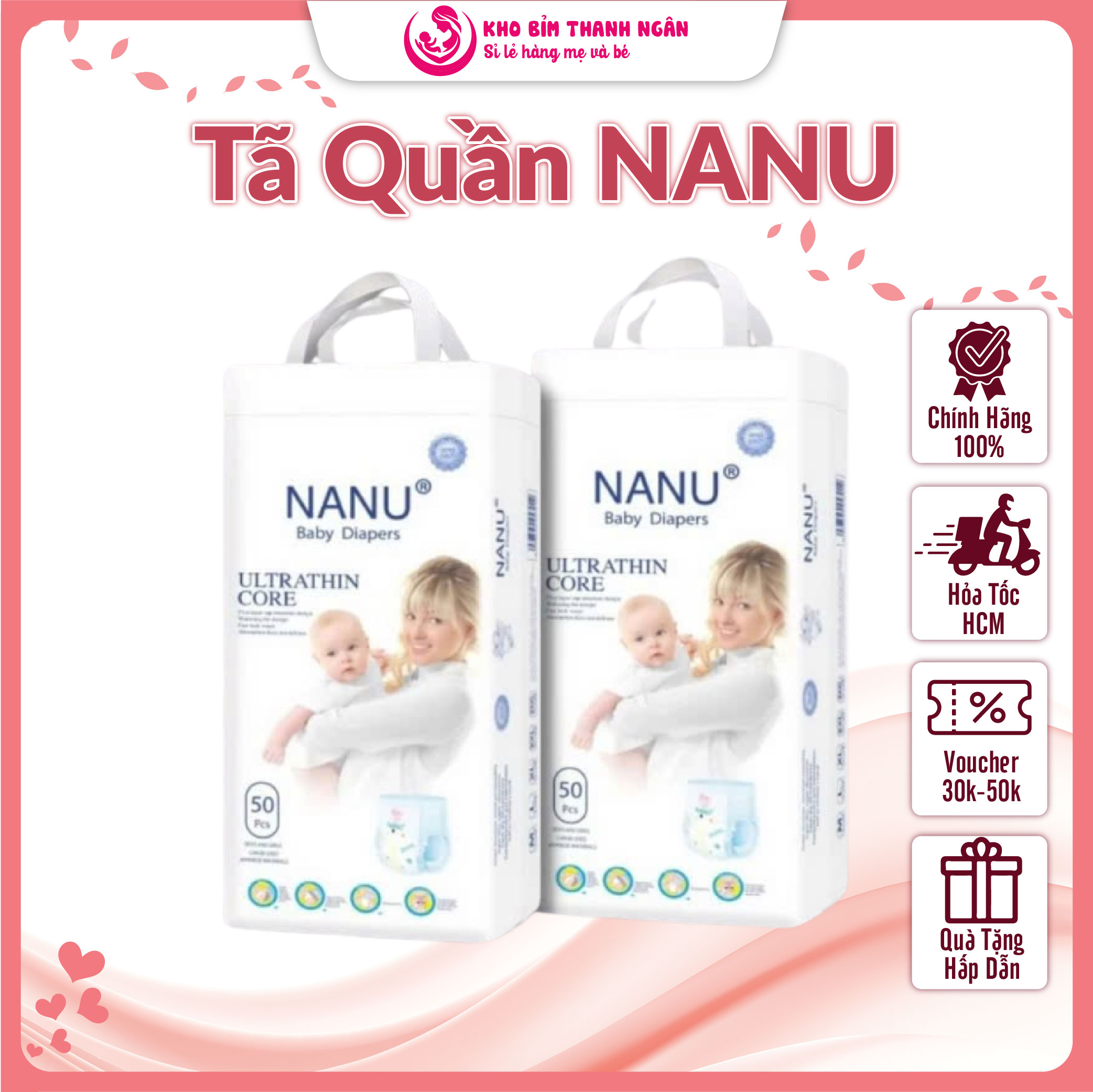 Bỉm Tã NANU - Tã Quần NANU Êm Mềm - Bỉm Tã Quần Cao Cấp M50 L50 XL50 XXL50 XXXL50 4XL50 5XL50 - Thanh Ngân Shop