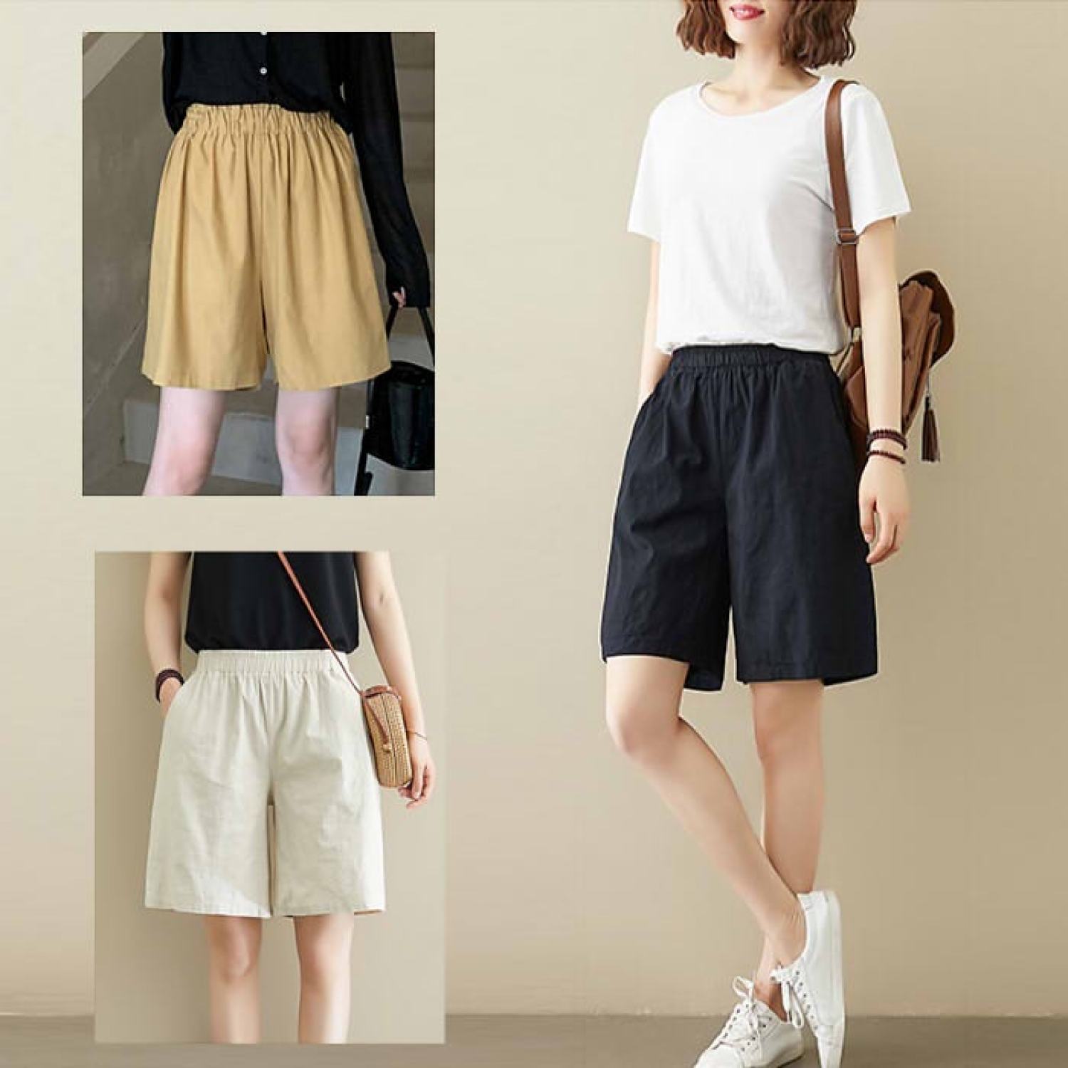 Quần đùi ngố kaki basic unisex - quần short nữ màu đen be trơn ulzzang q029