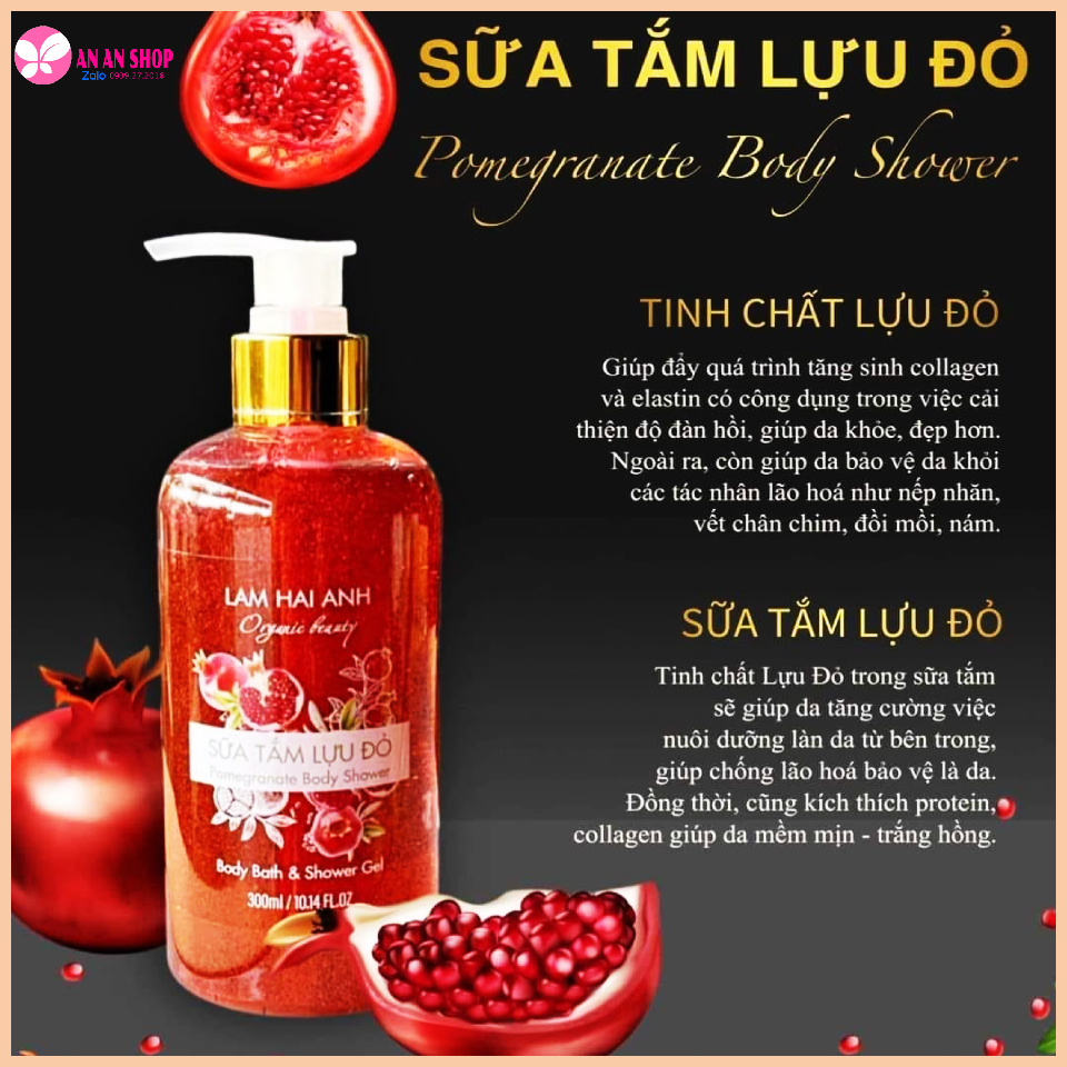Sữa tắm lựu đỏ lam hải anh 300ml - sữa tắm trắng da lựu đỏ