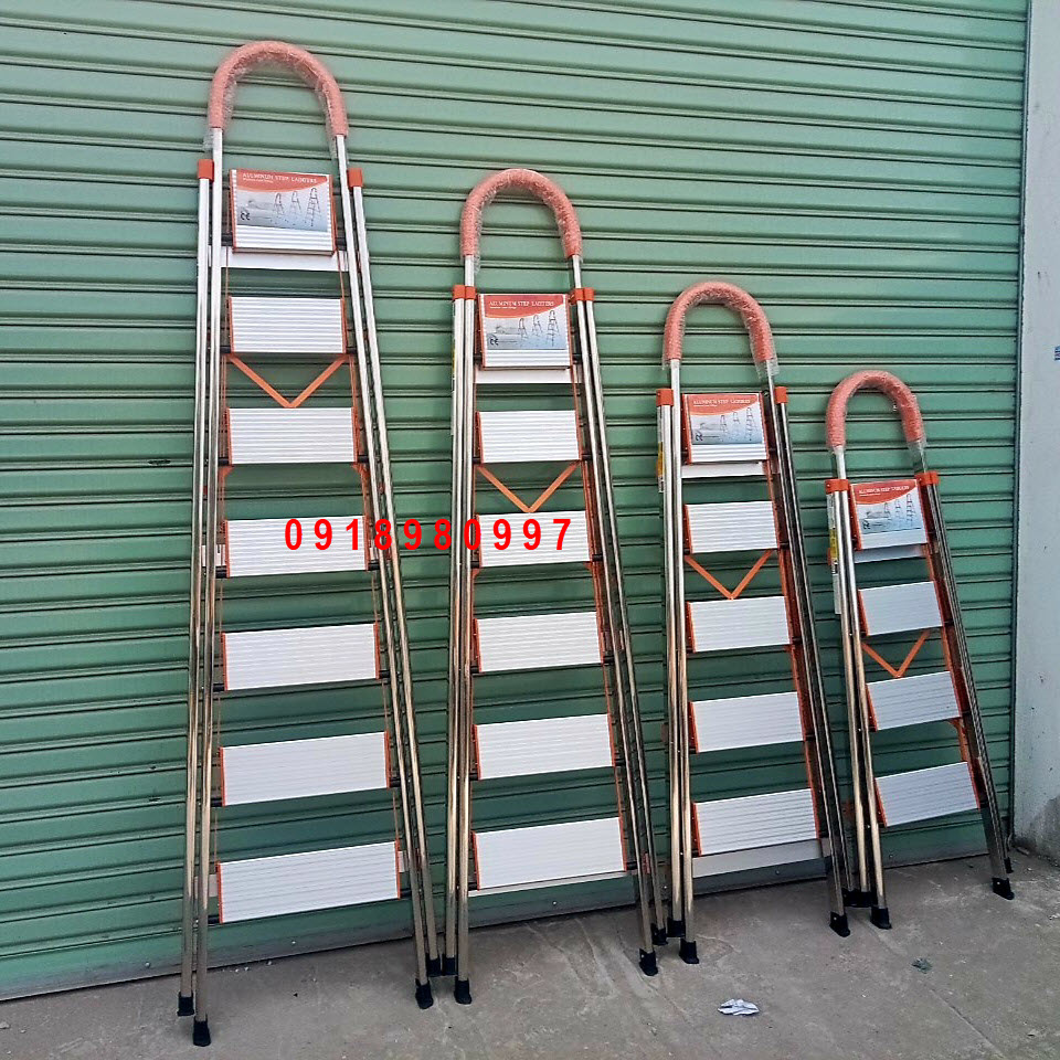 Thang ghế inox bậc nhôm - Thang nhôm chữ A xếp gọn - TNINOX