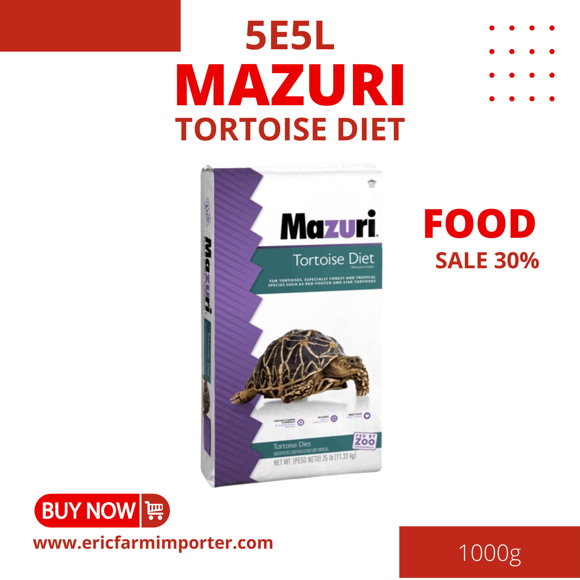 Thức ăn rùa cạn mazuri 5e5l 1kg free ship rùa cạn mazuri 5e5l chính hãng dành cho rùa cạn, bò sát