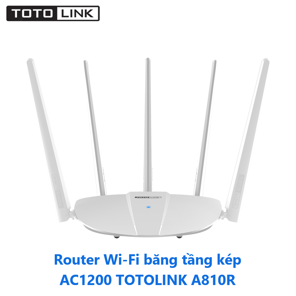 Router WiFi Băng Tần Kép AC1200 TOTOLINK A810R, Mở rộng phạm vi phủ sóng WiFi dễ dàng với tính năng Repeater và WDS - Hãng phân phối chính thức