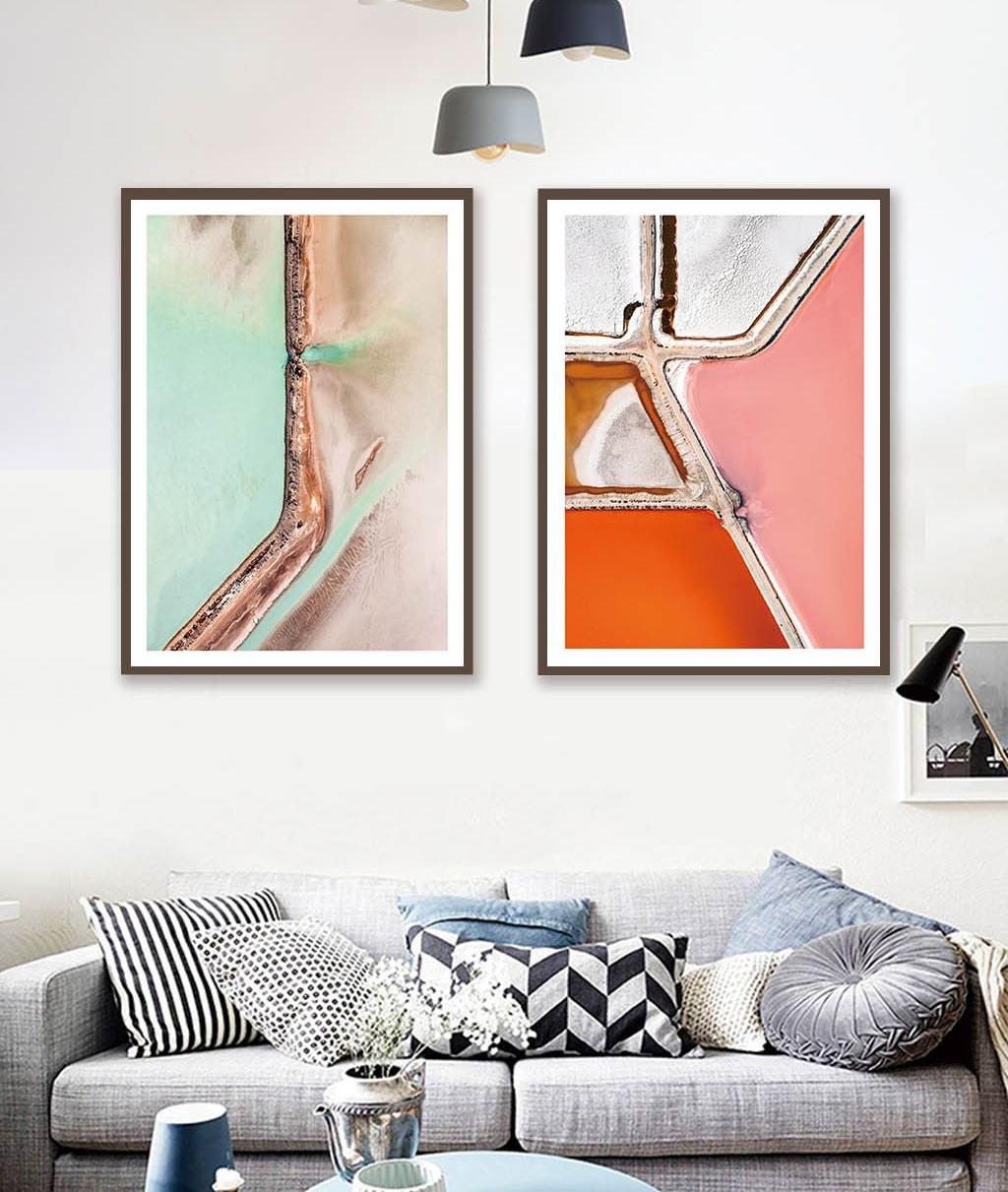 Bộ 2 tranh trừu tượng in vải canvas 40x60 đã bao gồm khung viền