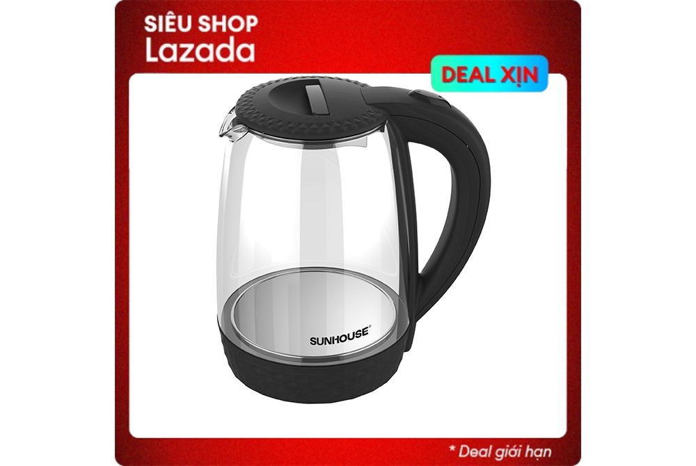 Ấm siêu tốc thủy tinh sunhouse shd1215b