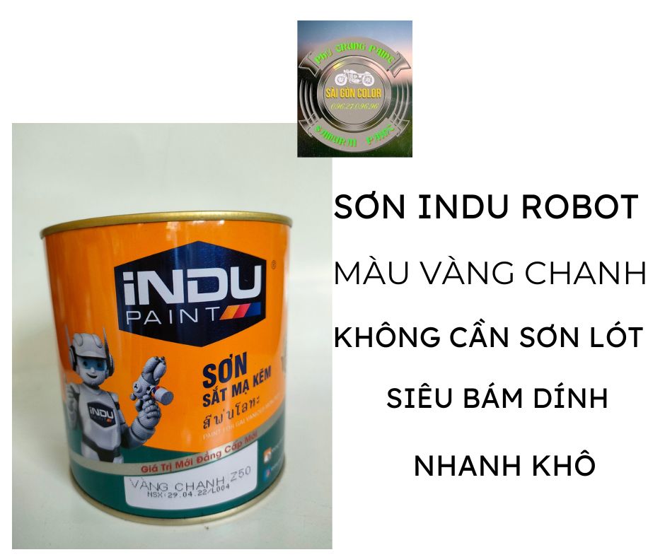 SƠN SẮT MẠ KẼM INDU MÀU VÀNG CHANH  z50 LON 800ML