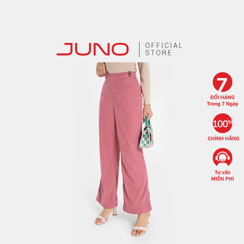 Quần dài ống đứng nữ thời trang juno vải nhung tăm jnqda025