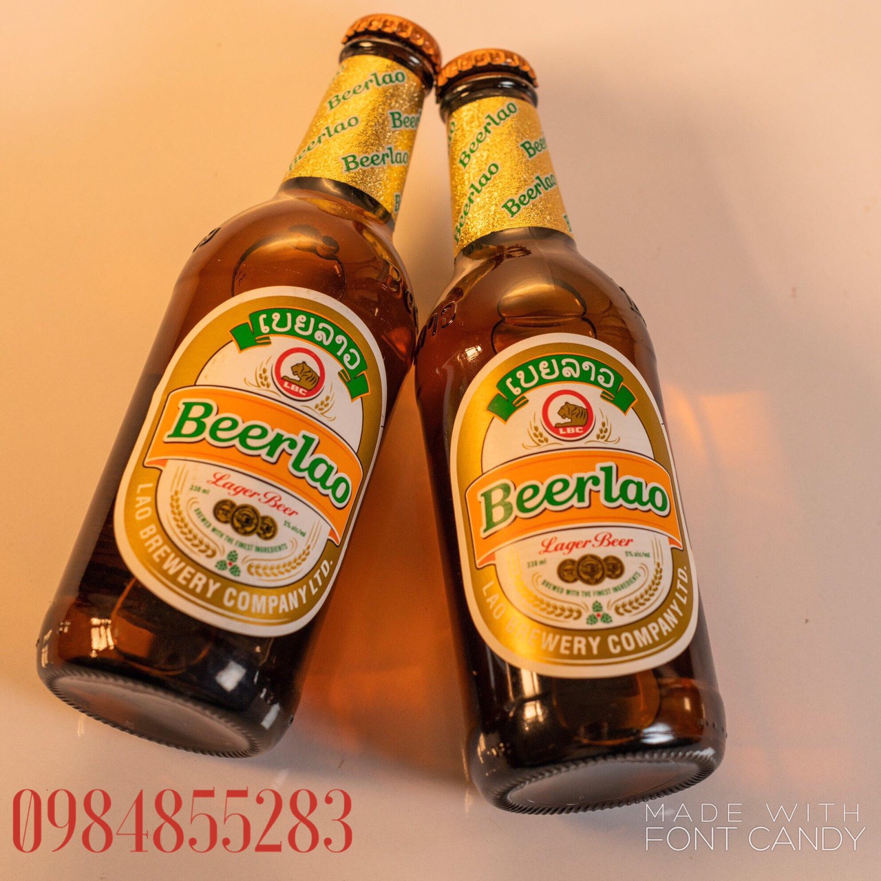 Bia Lào (Beerlaos) vàng chai 330ml, thùng 24 chai