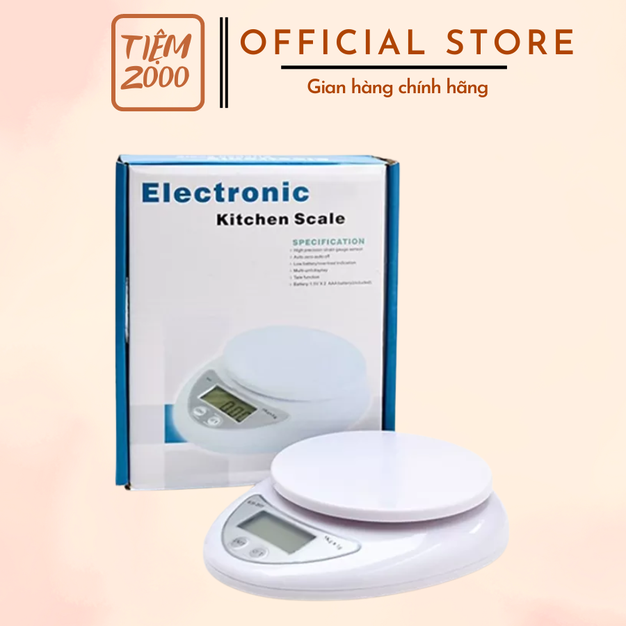 Cân Thực Phẩm Nhà Bếp 5Kg, Cân Tiểu Ly Dùng Pin, Sử Dụng Đong Đếm Khối Lượng Theo Gam, Cân Dùng Làm Bánh, Độ Chính Xác Cao