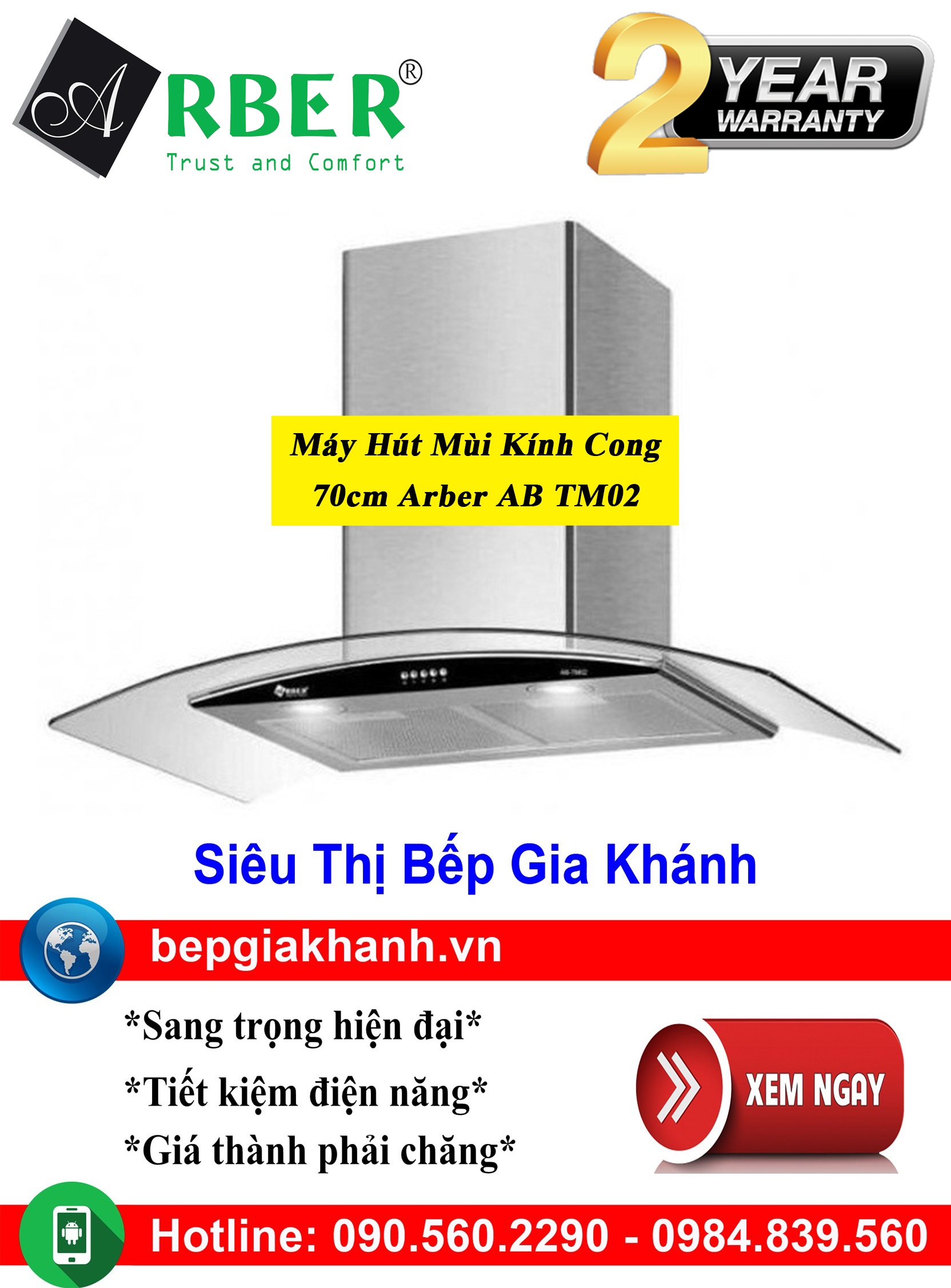[HCM]Máy hút mùi kính cong 70cm Arber AB TM02, máy hút mùi nhà bếp, máy hút mùi bếp, máy hút mùi kính cong, máy hút mùi canzy, máy hút mùi mini, máy hút mùi âm trần, máy hút mùi electrolux, may hut mui