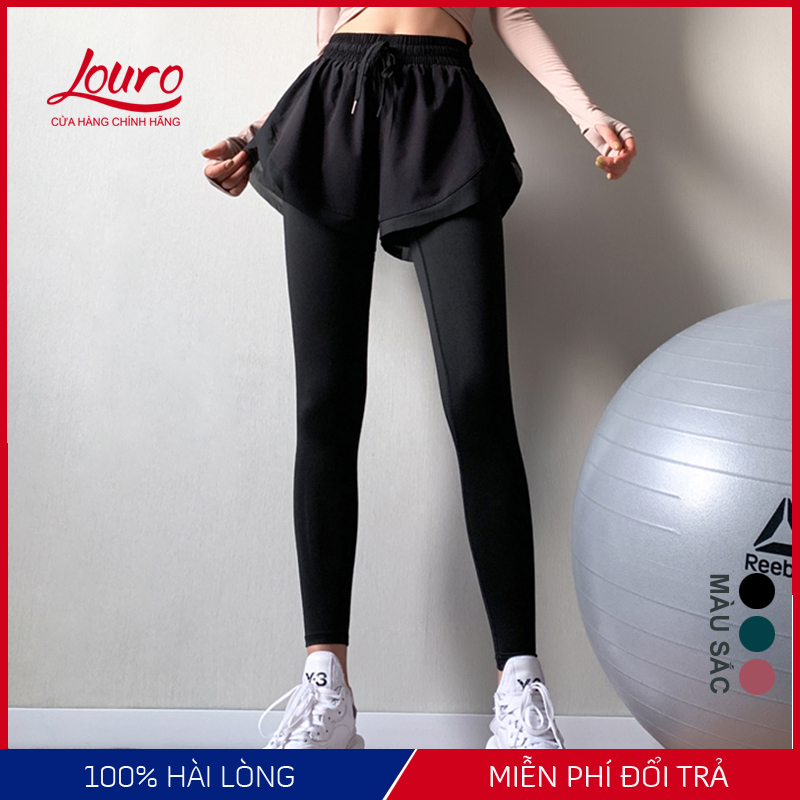 Quần tập Yoga nữ Louro có quần Short liền che khuyết điểm, co giãn 4 chiều, thoáng mát, tập Gym, Zumba - Q31