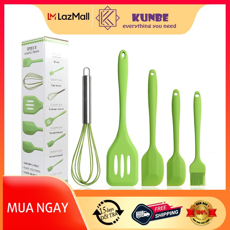 Bộ dụng cụ làm bánh 5 món silicone kunbe cao cấp, dụng cụ nhà bếp, chịu nhiệt tốt