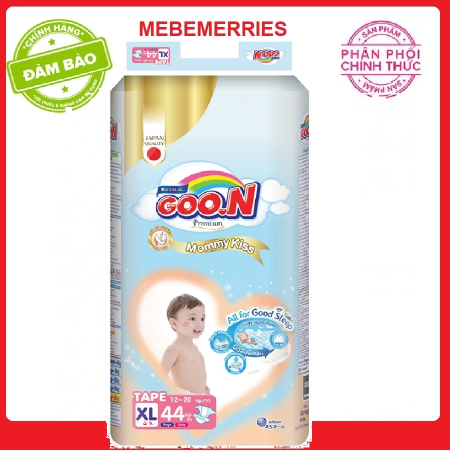 Cắt tem Bỉm - Tã dán Goon Mới size XL 44 miếng (cho bé 12-20kg)